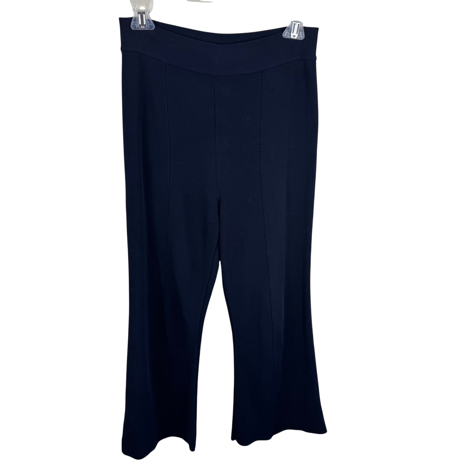 Stella Mccartney Navy Blue Knit Boot Cut Cropped Pants 42 Small 4 6 Italy